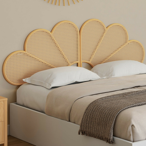 Tête de lit suspendue ivy 160 cm effet rotin et cannage en forme de fleur