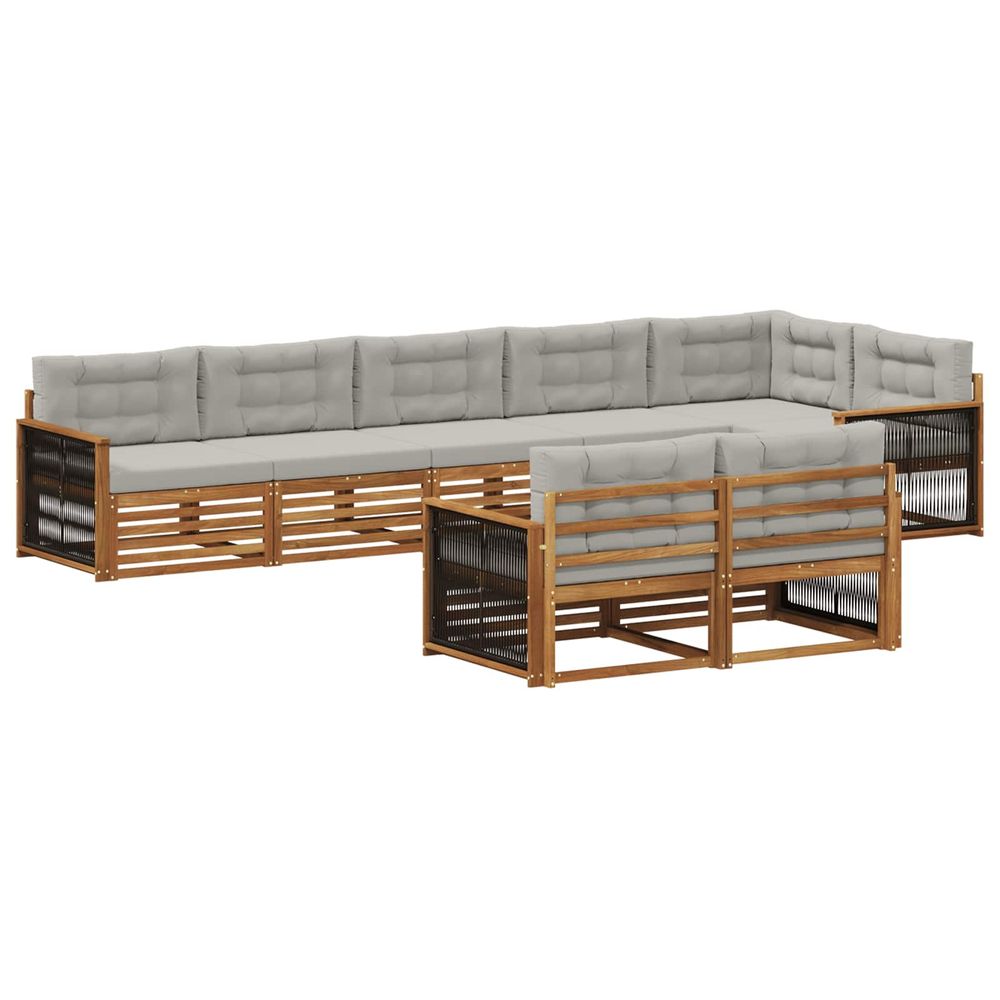 Ensemble de canapés d'extérieur 8 pc naturel et gris clair