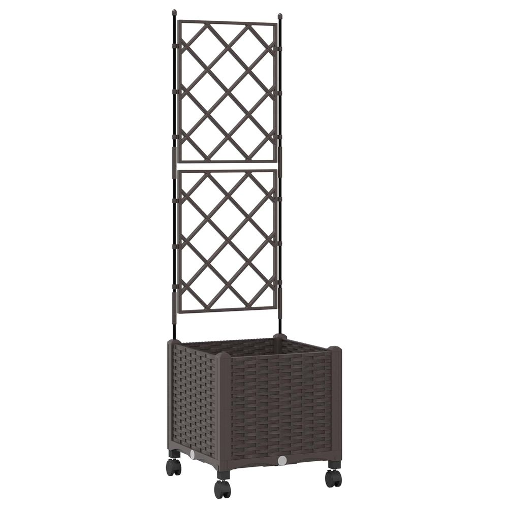 Bac de jardin avec treillis et roues marron 40 x 40 x 149 cm pp