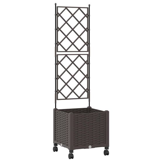 Bac de jardin avec treillis et roues marron 40 x 40 x 149 cm pp