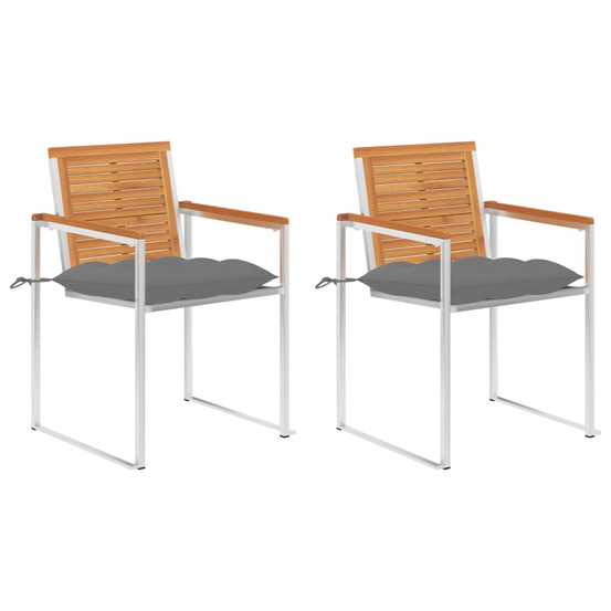 Chaises de jardin avec coussins lot de 2 acacia solide et acier
