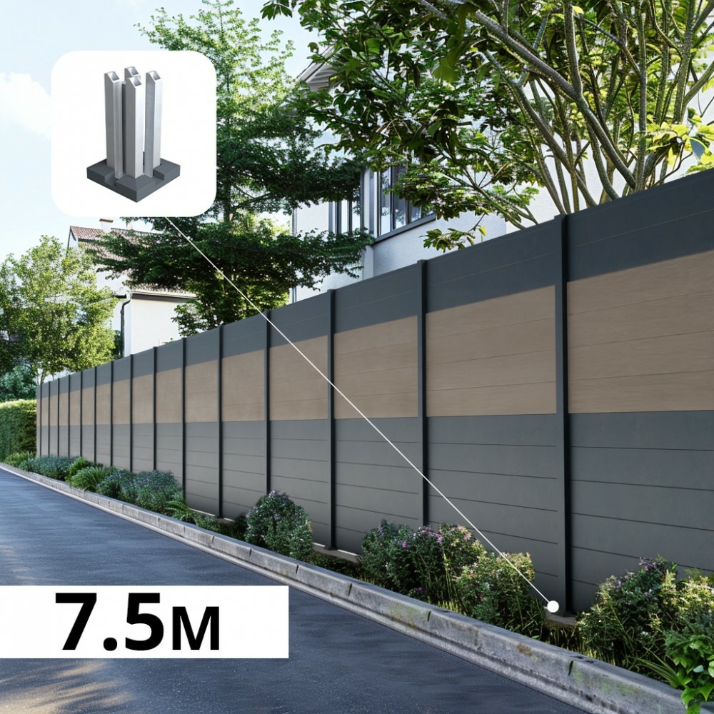 Kit clôture aluminium poteau sur platines - bahia & cruz argent h-1,8m