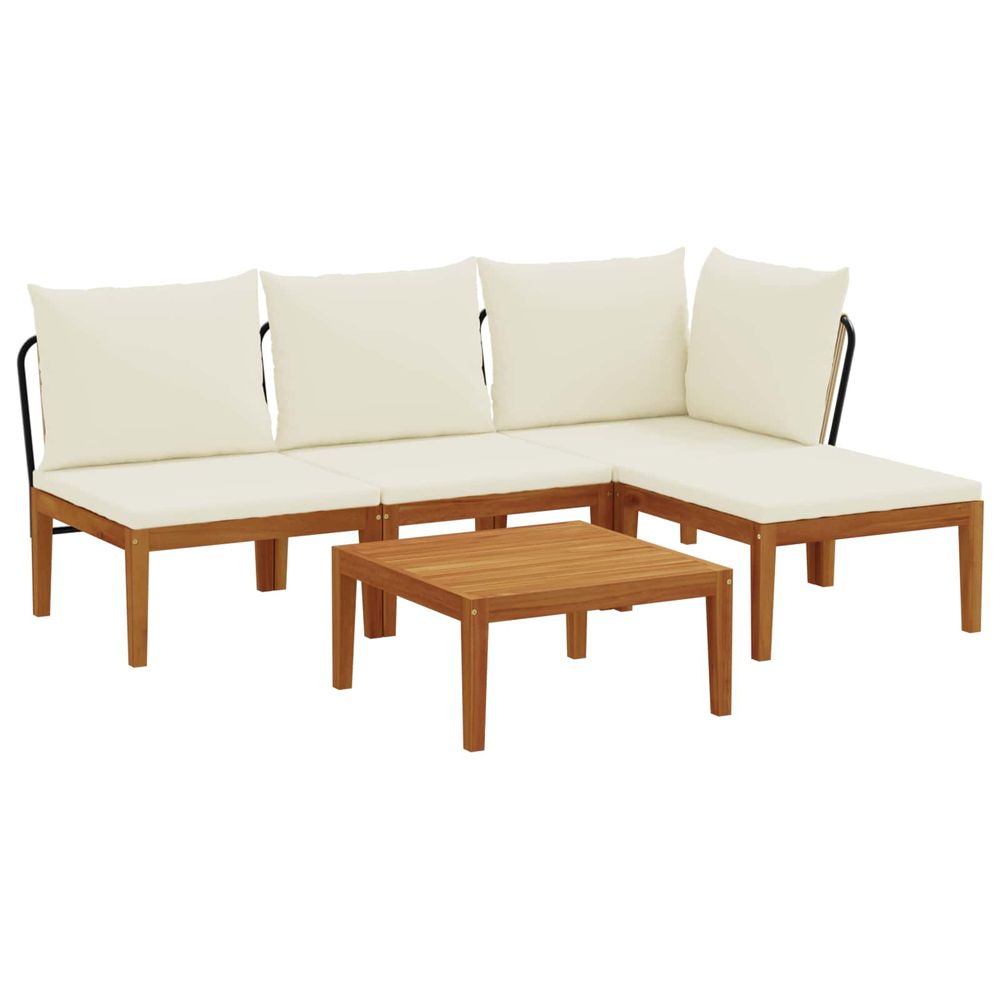 5 pc bois d'acacia massif et corde naturel