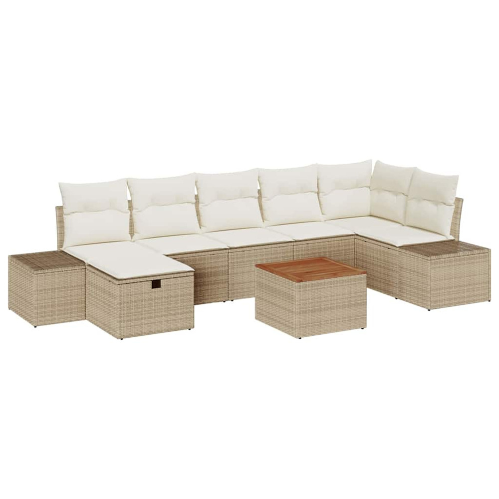 Ensemble de canapé de jardin 8 pcs beige poly rotin