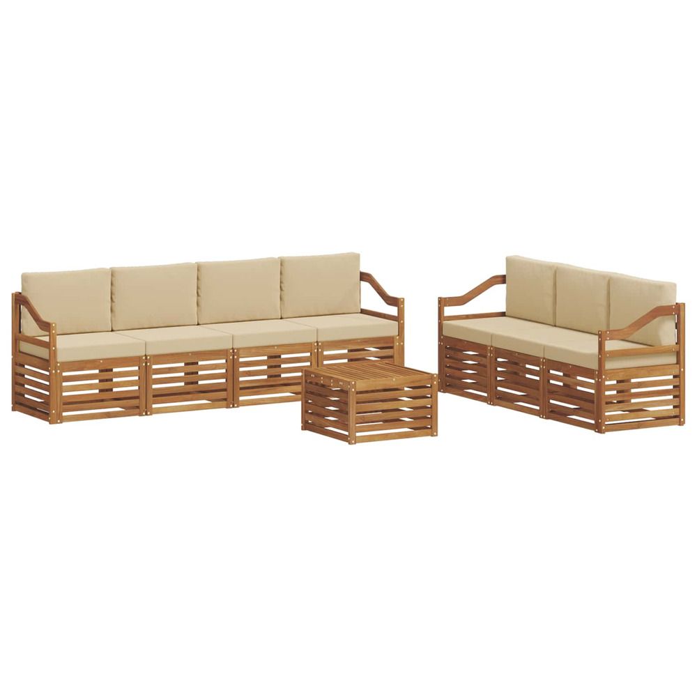 Ensembles de canapés 8 pc naturel et beige bois d'acacia massif