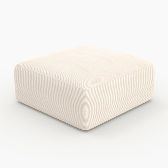Mina-pouf carré pour canapé modulable en velours blanc cassé