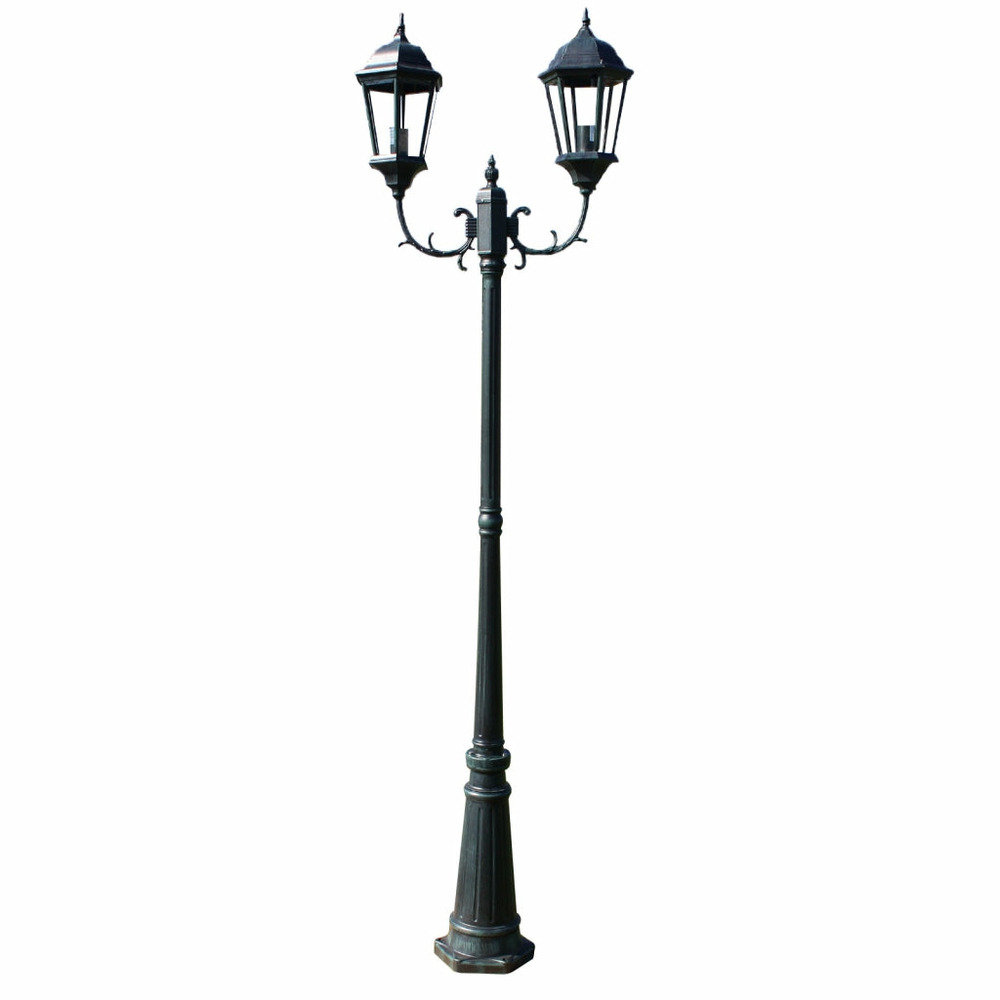 Lampadaire extérieur double 230 cm luminaire décoration noir vert
