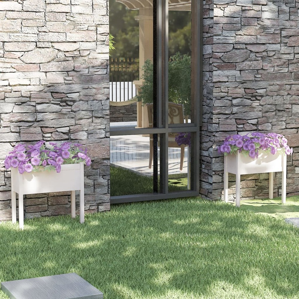 Jardinières 2 pcs blanc 70x31x70 cm bois de pin massif