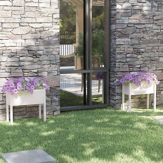 Jardinières 2 pcs blanc 70x31x70 cm bois de pin massif