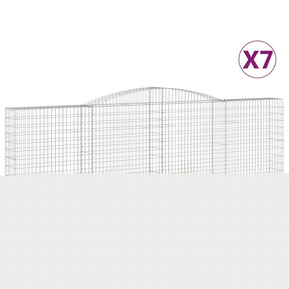 Paniers à gabions arqués 7 pcs 400x30x160/180 cm fer galvanisé