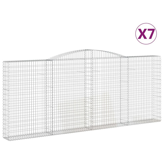 Paniers à gabions arqués 7 pcs 400x30x160/180 cm fer galvanisé