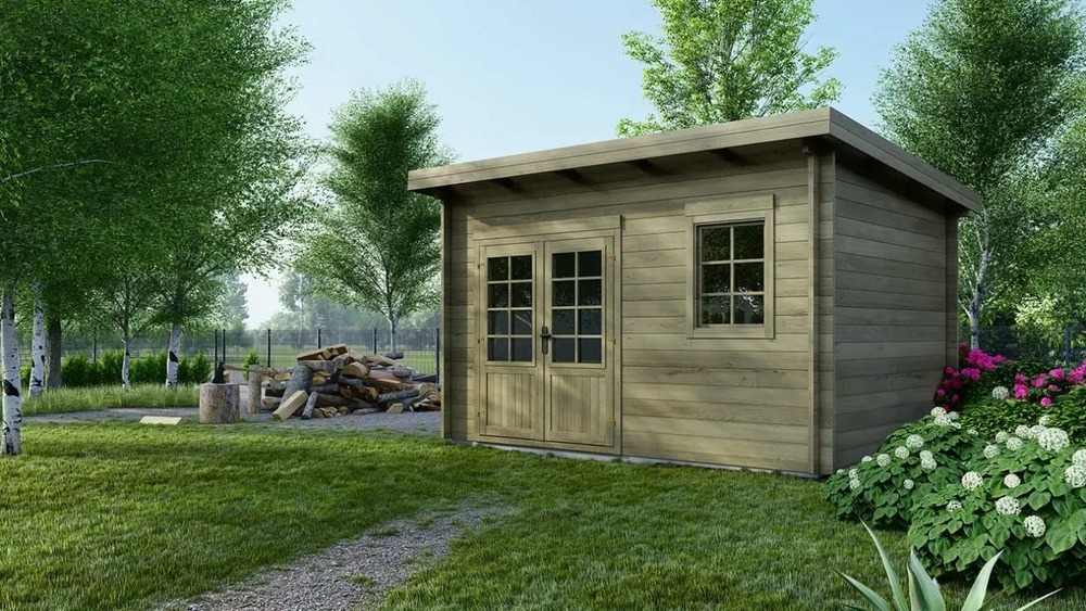 Abri de jardin en bois - 12m2 - 4x3m - traité - ep. 40mm - couleur: vert - dom717 - altanka