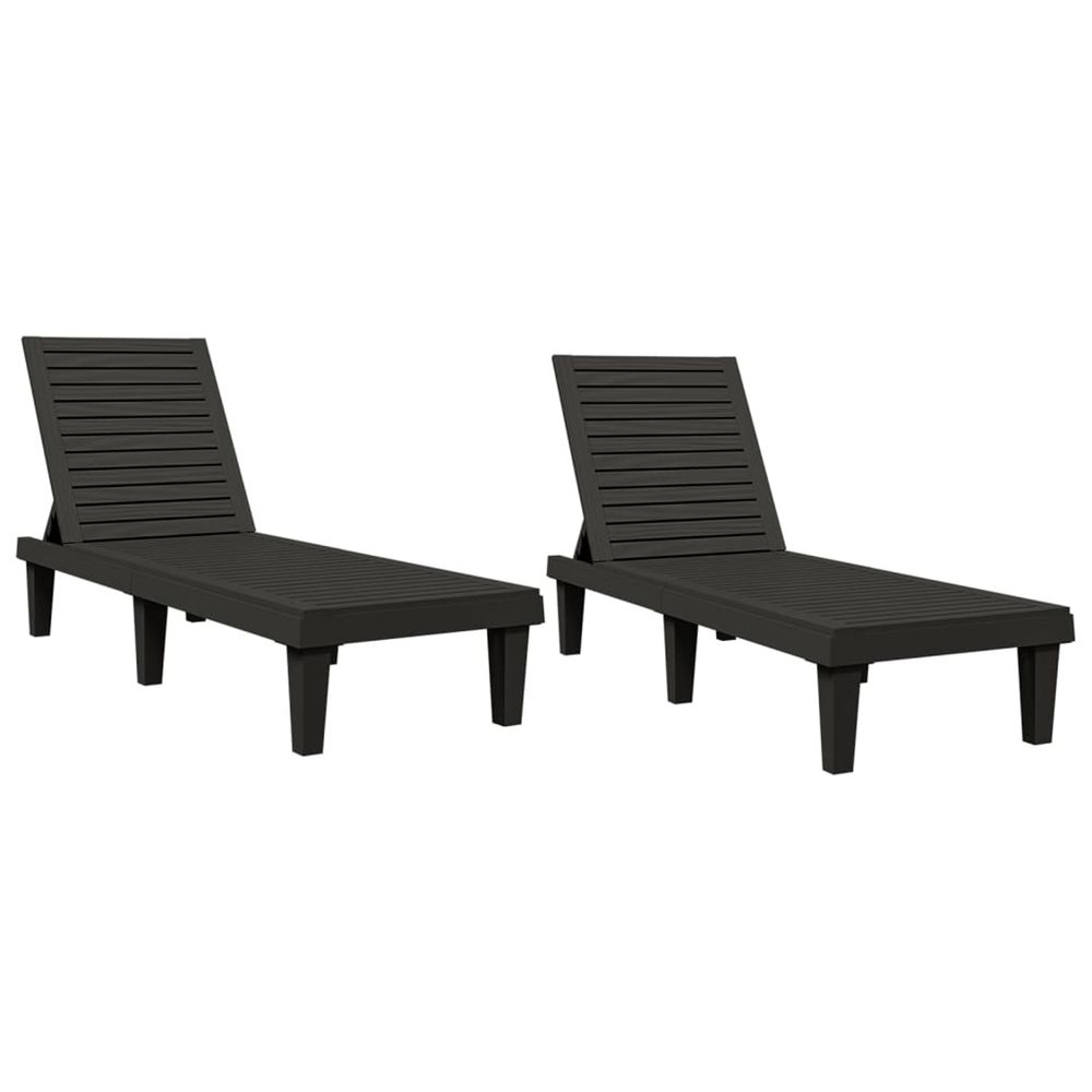 Chaises longues lot de 2 noir 155x58x83 cm polypropylène