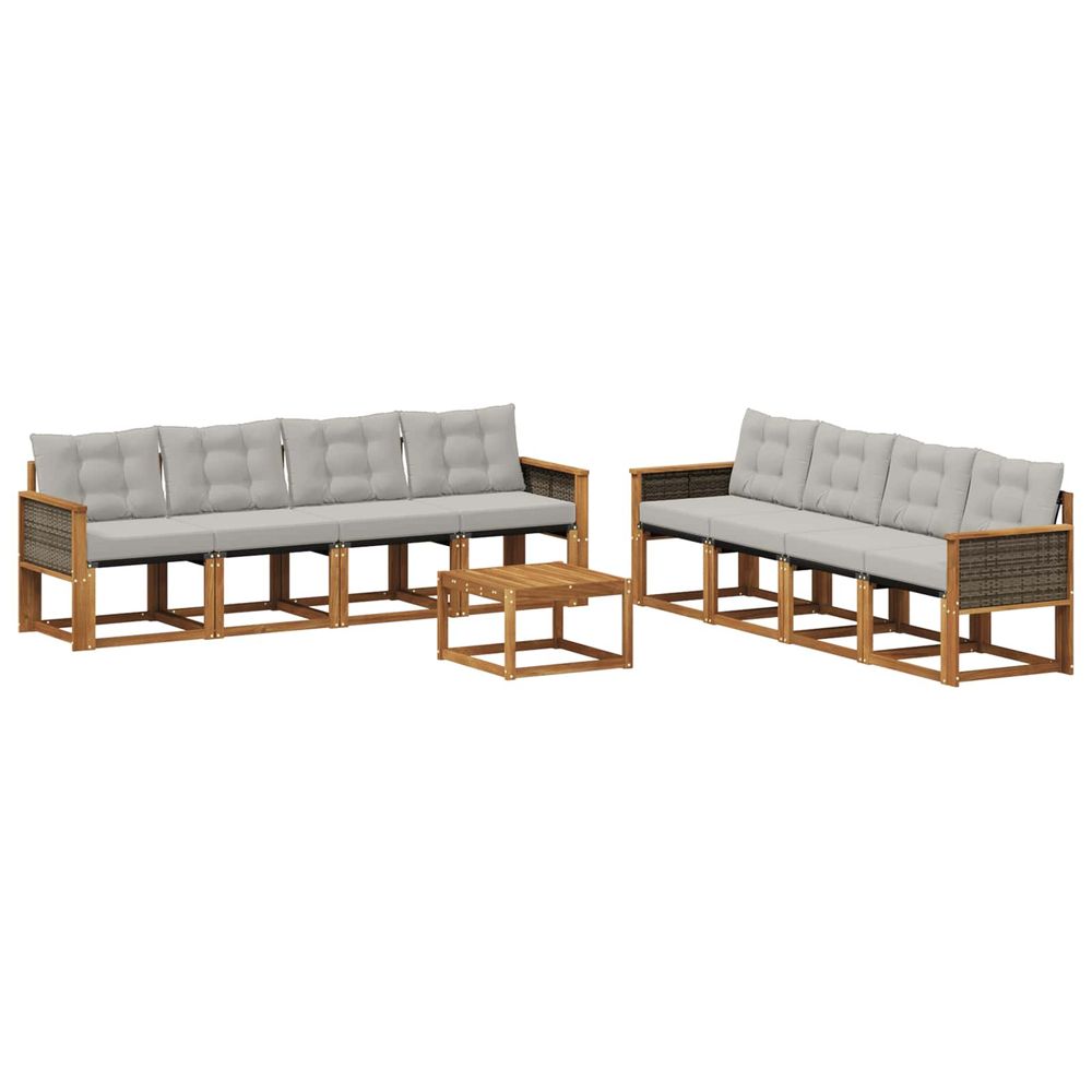 Ensemble de canapés d'extérieur 9 pc naturel et gris clair