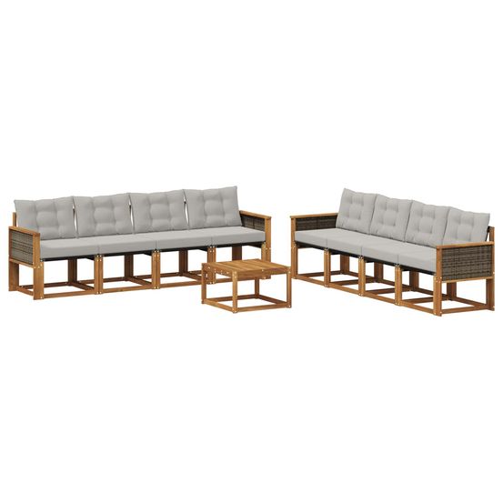 Ensemble de canapés d'extérieur 9 pc naturel et gris clair