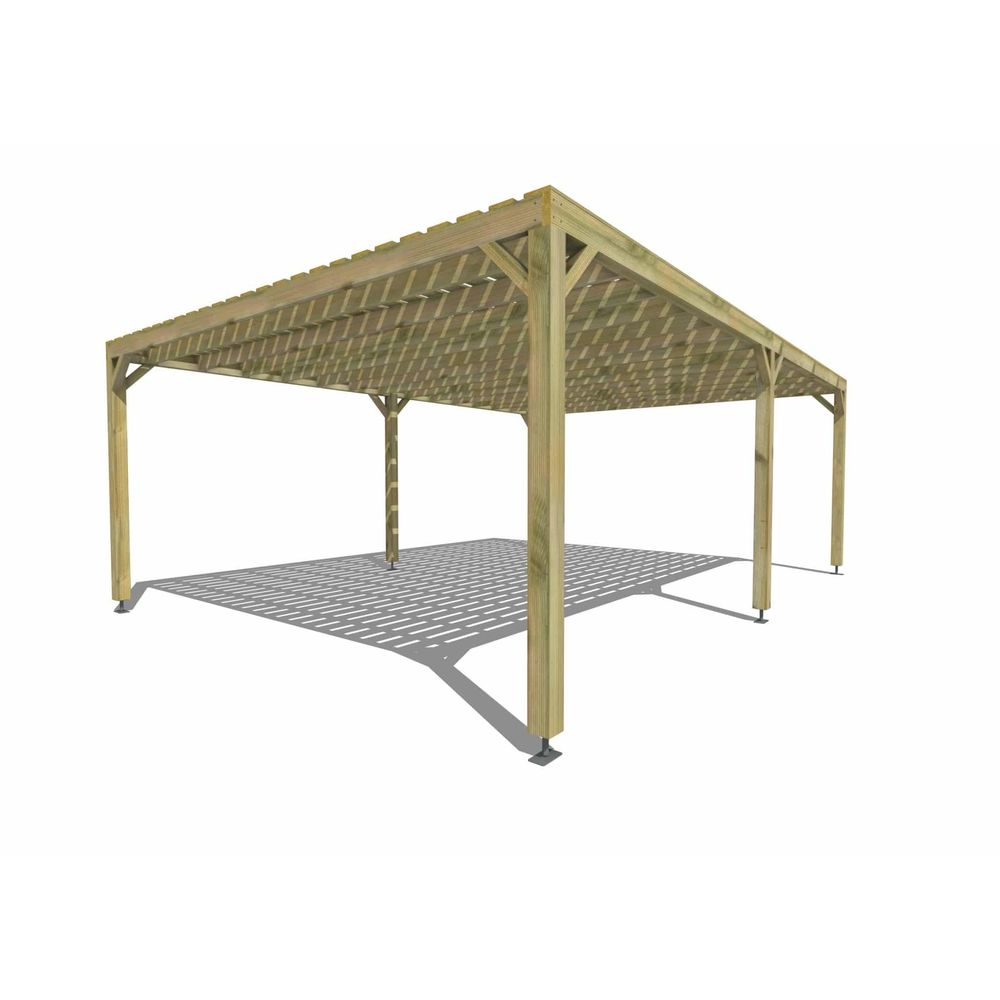Pergola bois • 7m x 5m • indépendante • sens profondeur • platelage bois • livraison comprise