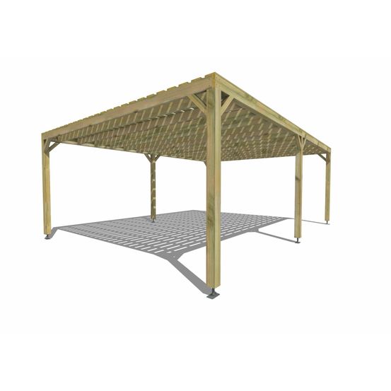 Pergola bois • 7m x 5m • indépendante • sens profondeur • platelage bois • livraison comprise