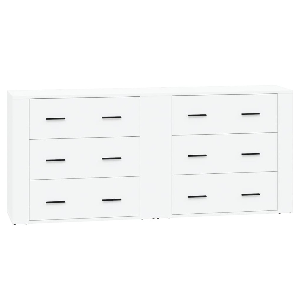 Buffet bahut commode armoire meuble de rangement organisateur cuisine salle de séjour salons lot de 2 bois d'ingénierie blanc