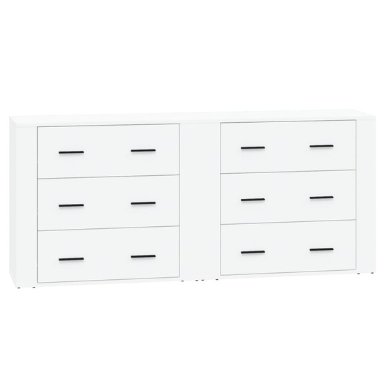 Buffet bahut commode armoire meuble de rangement organisateur cuisine salle de séjour salons lot de 2 bois d'ingénierie blanc