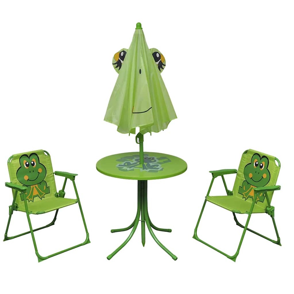 Ensemble de bistro avec parasol pour enfants 3 pcs vert