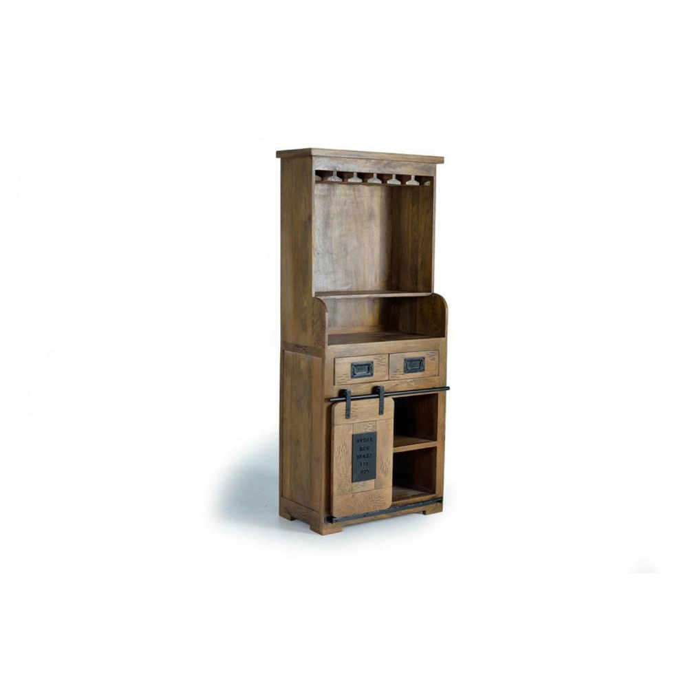 Vaisselier 2 tiroirs bois-fer marron - lalia décoration d'autrefois