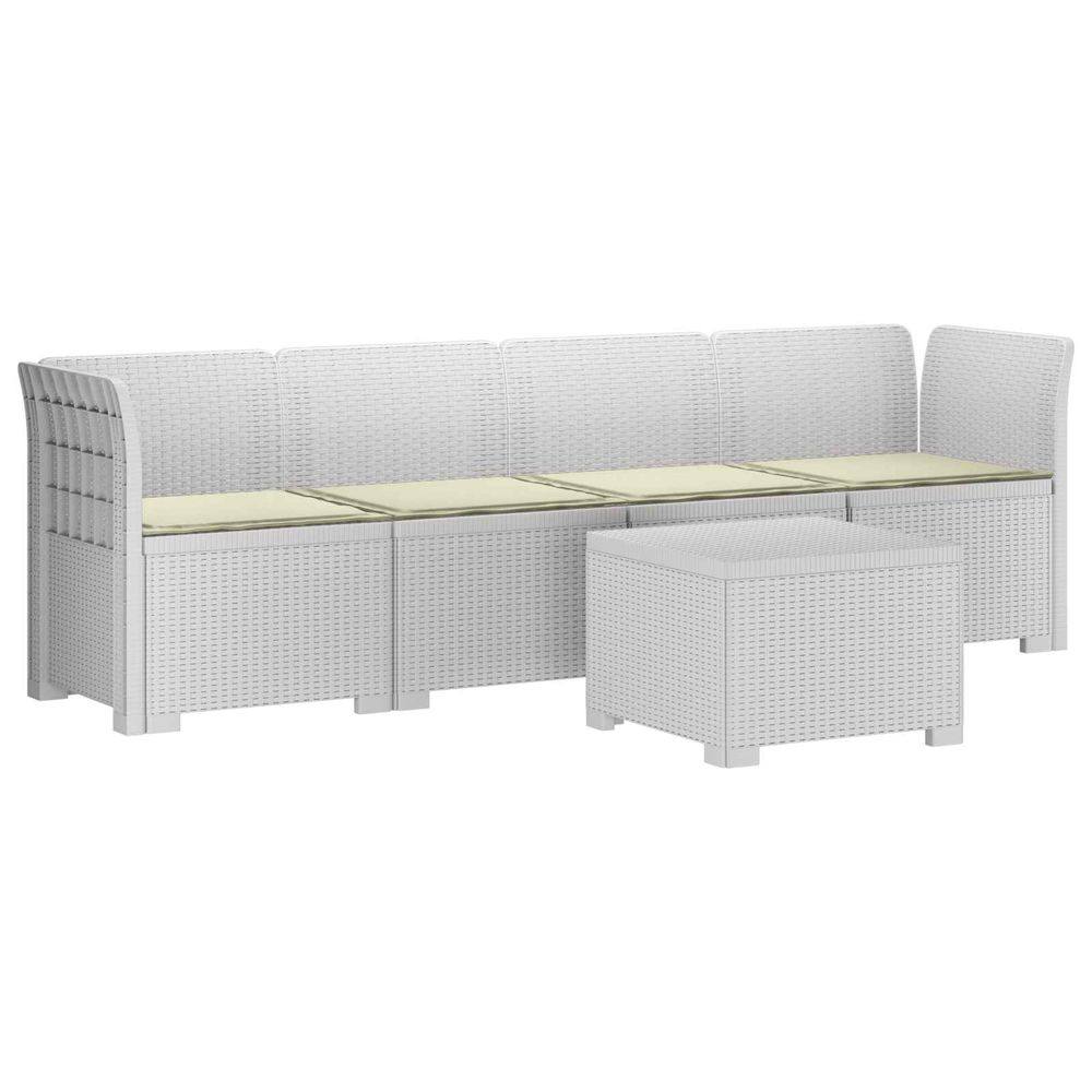 Canapé de jardin 4 places avec coussins look rotin pp blanc
