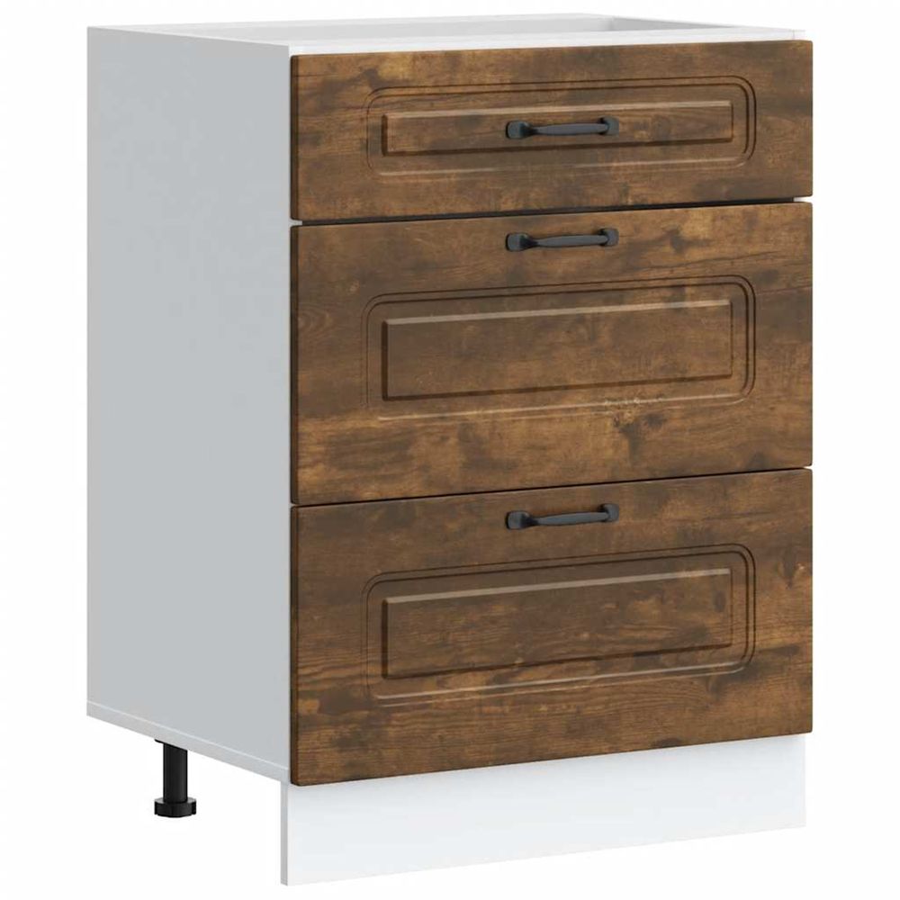 Armoire de cuisine kalmar chêne fumé bois d'ingénierie