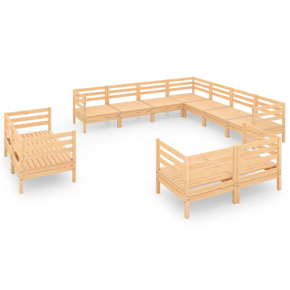 Salon de jardin 11 pcs bois de pin massif