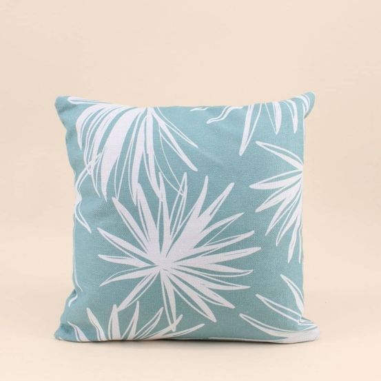 Coussin déperlant & anti uv fleuri vert 40x40cm