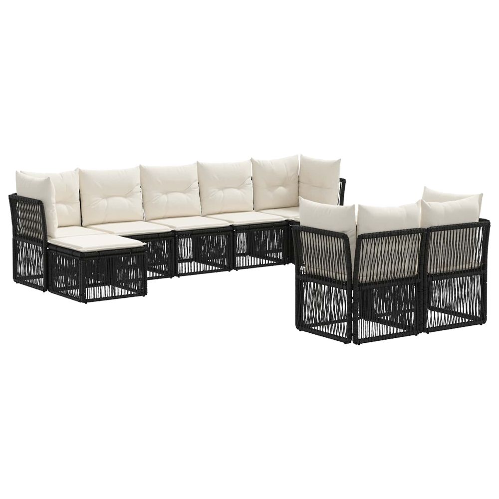 Ensemble de canapé de jardin 9 pc noir polyrotin