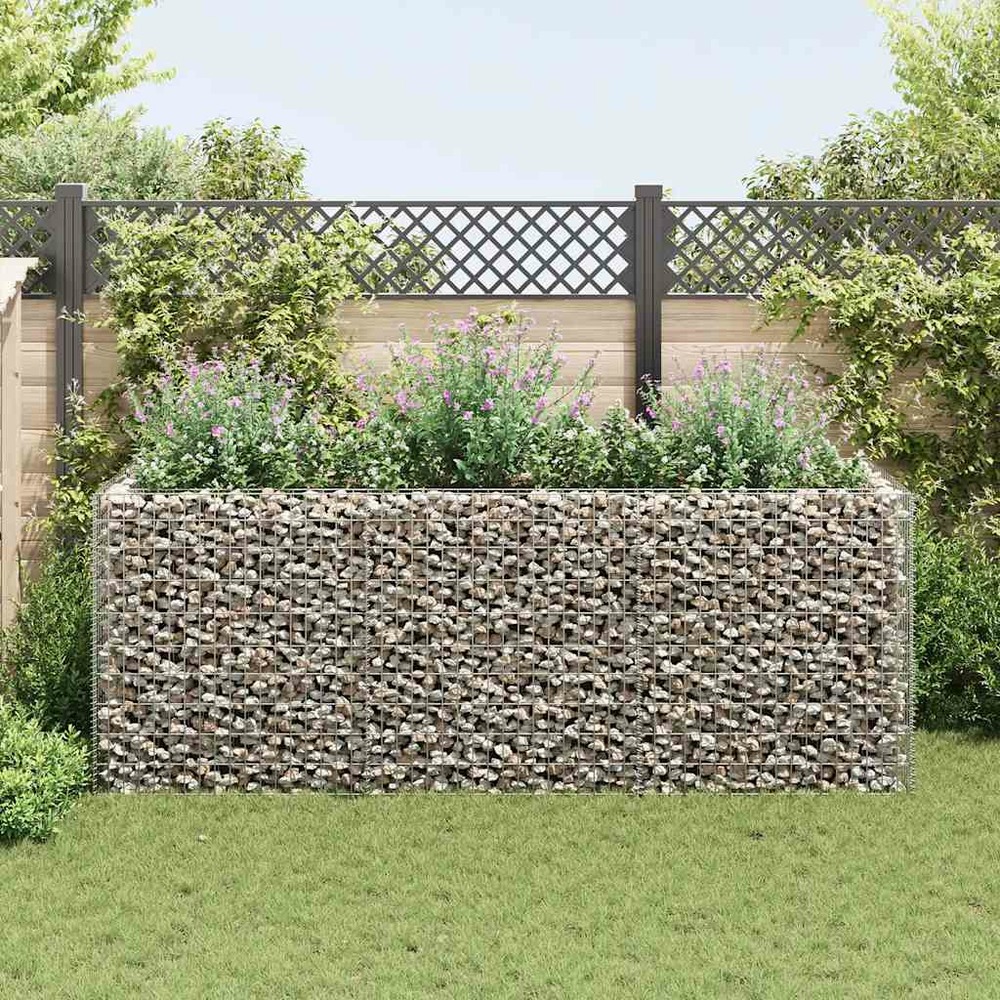 Lit surélevé à gabion acier 270x90x100 cm