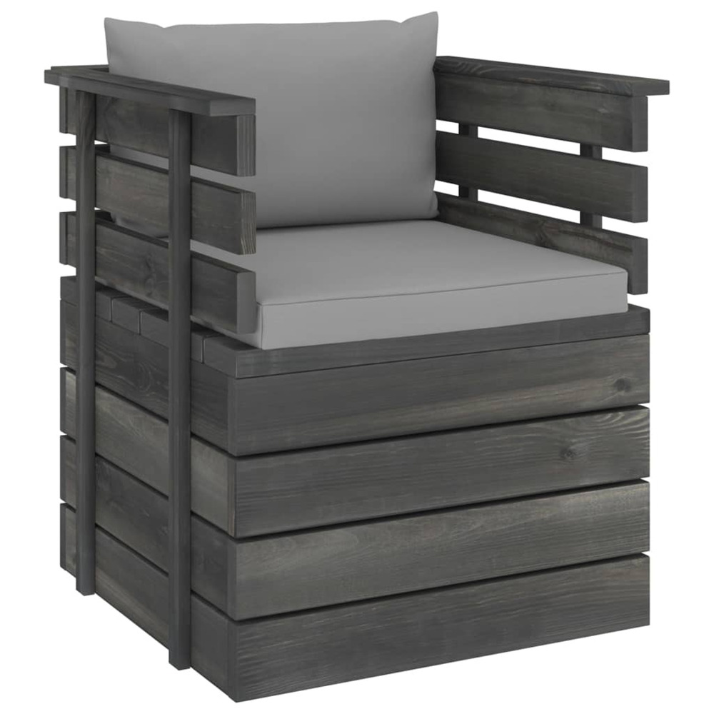 Fauteuil de jardin avec coussins bois de pin