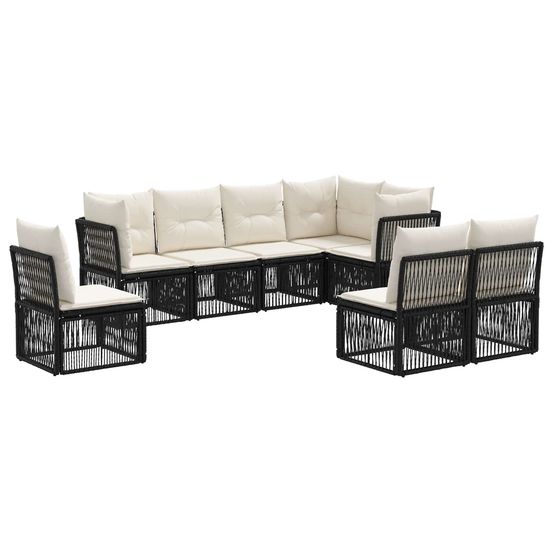 Ensemble de canapé de jardin 8 pc noir polyrotin