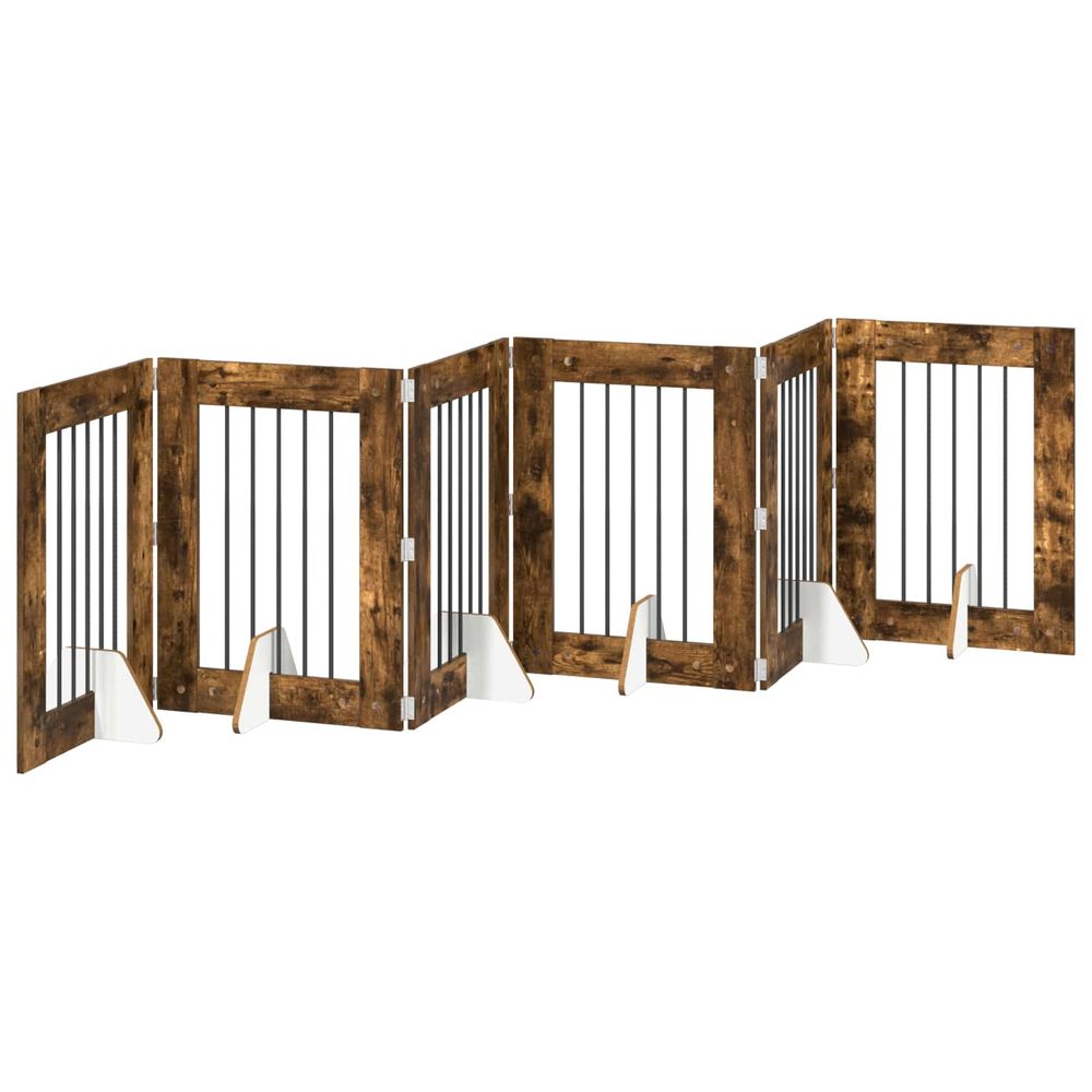 Porte de chien pliable avec supports 6 pc chêne fumé 362 cm