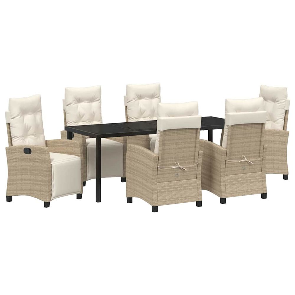 Ensemble de salle à manger pour jardin 7 pc beige polyrotin