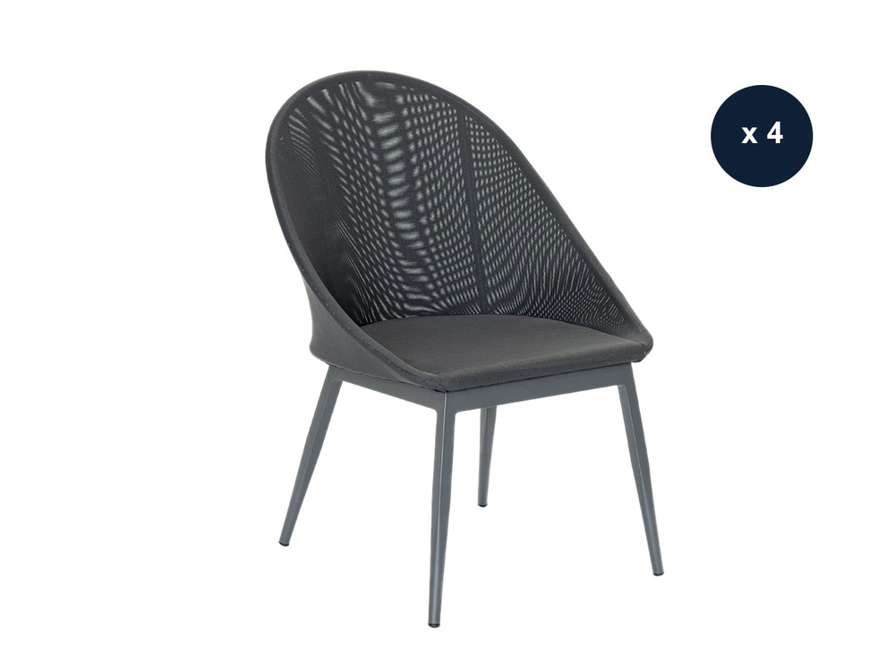 Lot de 4 fauteuils de jardin en aluminium avec coussin gris fuerte ventura
