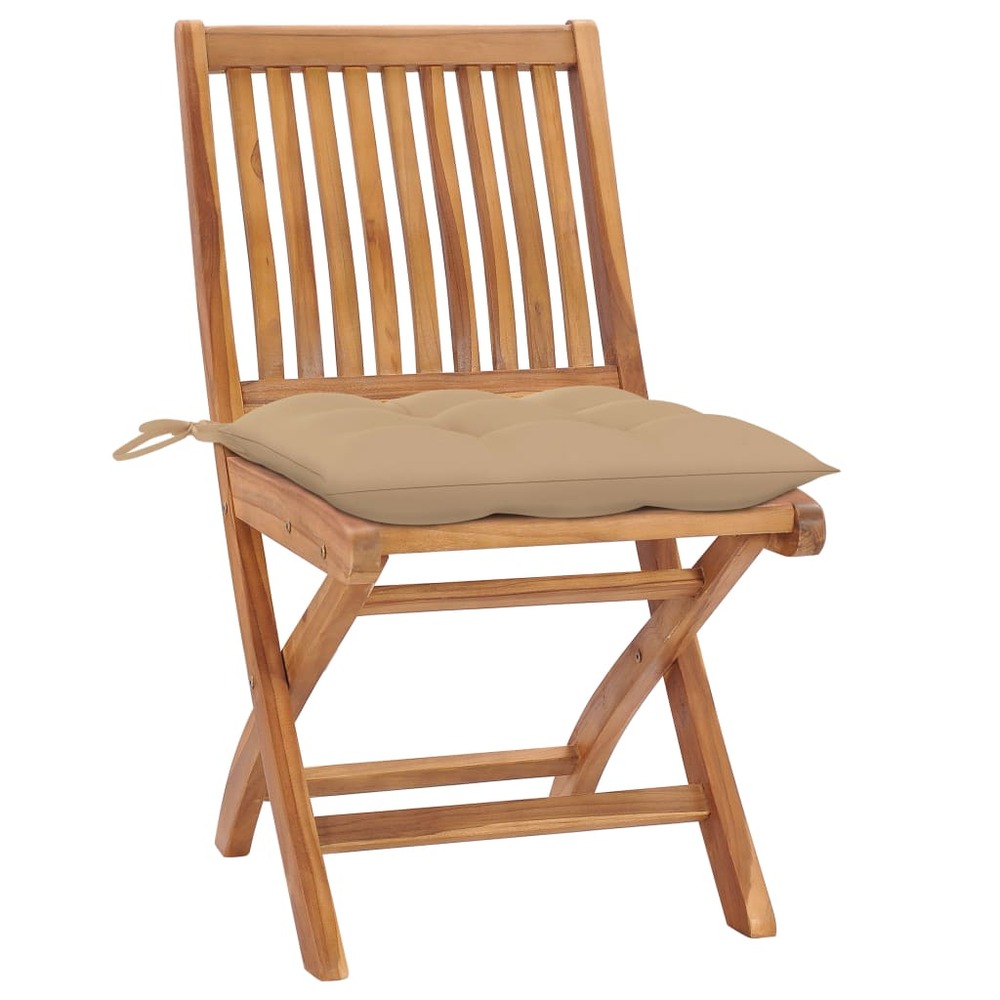 Chaises pliables de jardin avec coussins lot de 4 teck solide