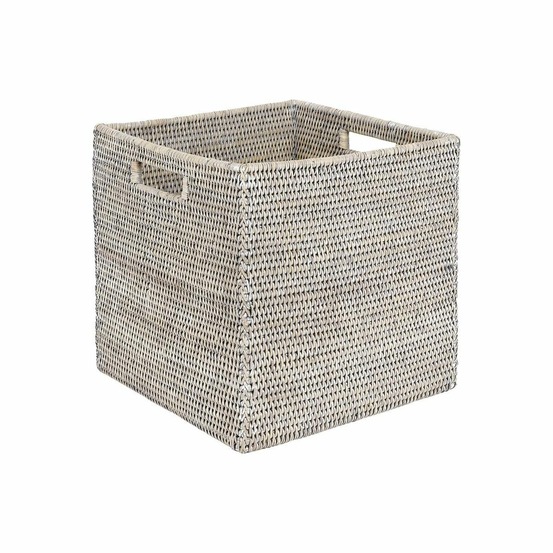 Caisse de rangement en rotin patiné gris (lot de 2)
