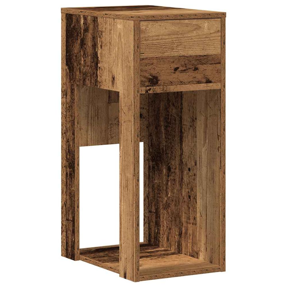 Support de tour d'ordinateur avec tiroir vieux bois 30x44x74 cm