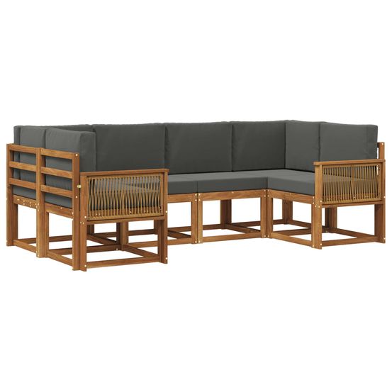 Ensemble de canapés d'extérieur 6 pc naturel et anthracite
