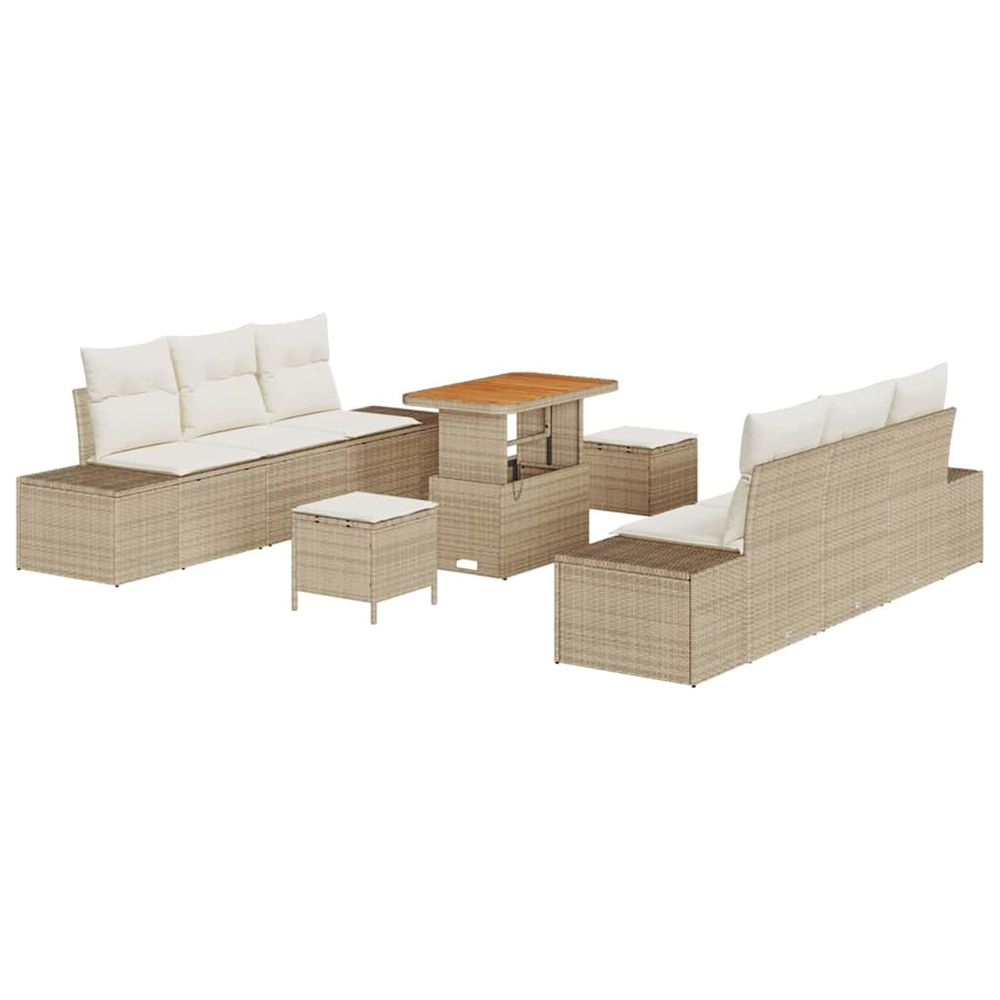 Ensemble de canapé de jardin 9 pc beige polyrotin