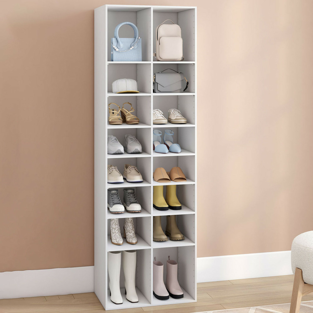 Etagère à chaussures 16 compartiments blanc