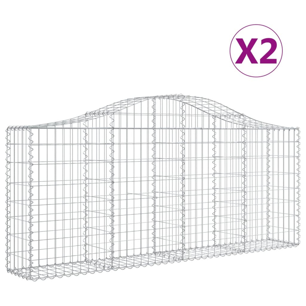Paniers à gabions arqués 2 pcs 200x30x80/100 cm fer galvanisé