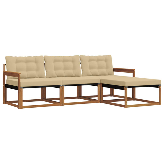 Ensemble de canapés d'extérieur 4 pcs naturel et beige