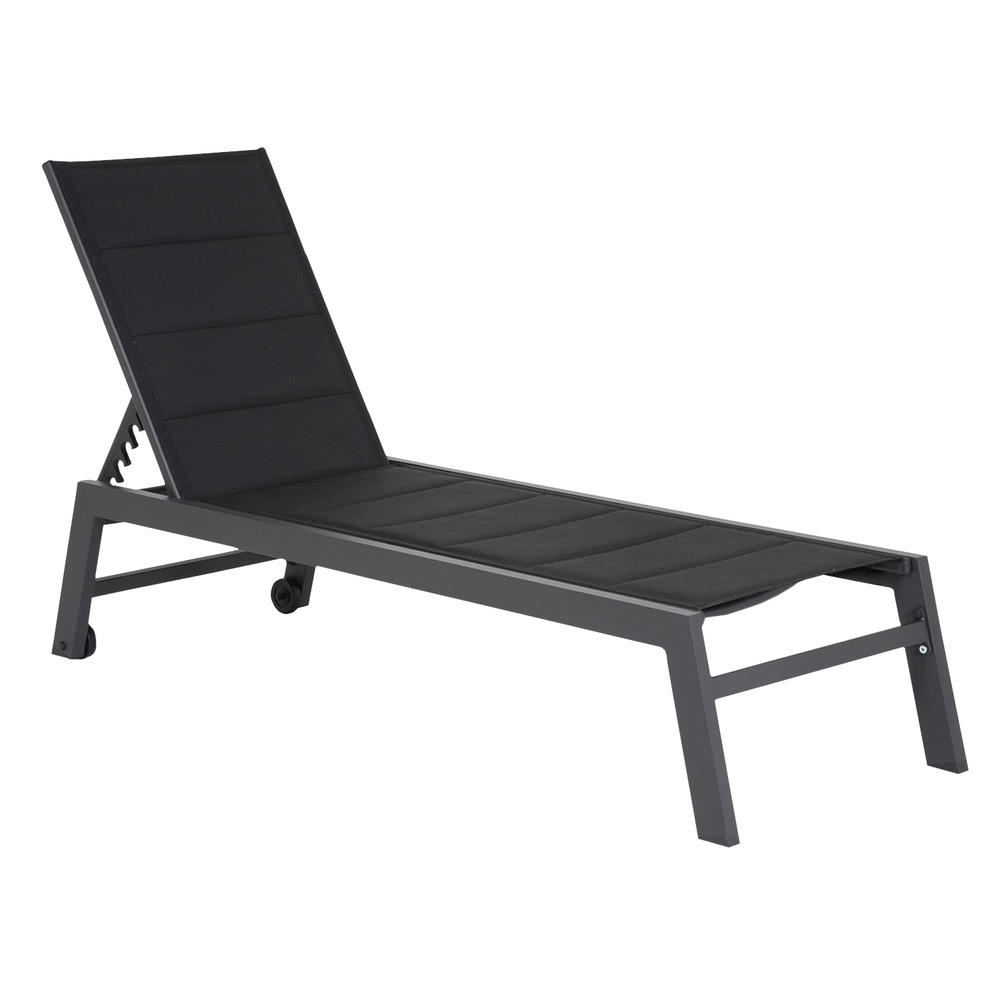 Bain de soleil barbados en textilène noir - aluminium gris anthracite
