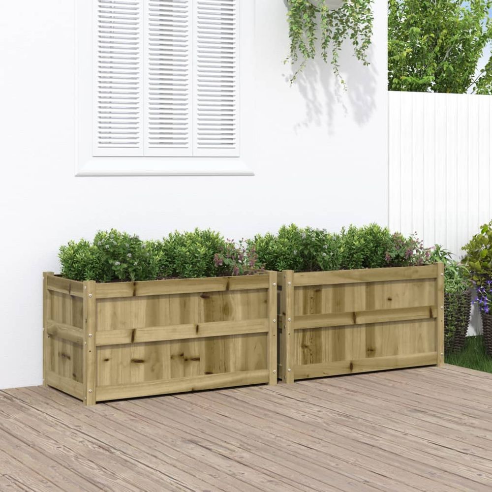 Lot de 2 jardinières extérieur pin traité autoclave 90x50x50cm
