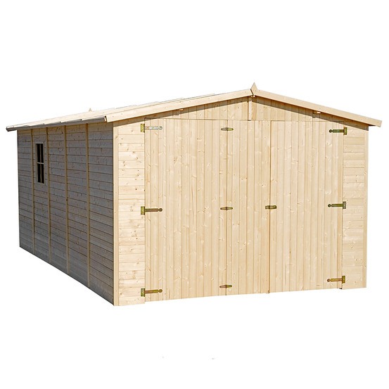 Garage en bois 15 m² - h222 x 516 x 324 cm - abri de jardin atelier - m101