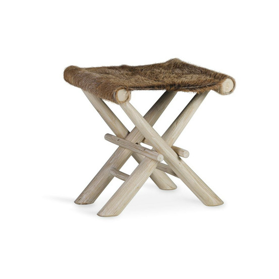 Tabouret cuir bois naturel - décoration d'autrefois