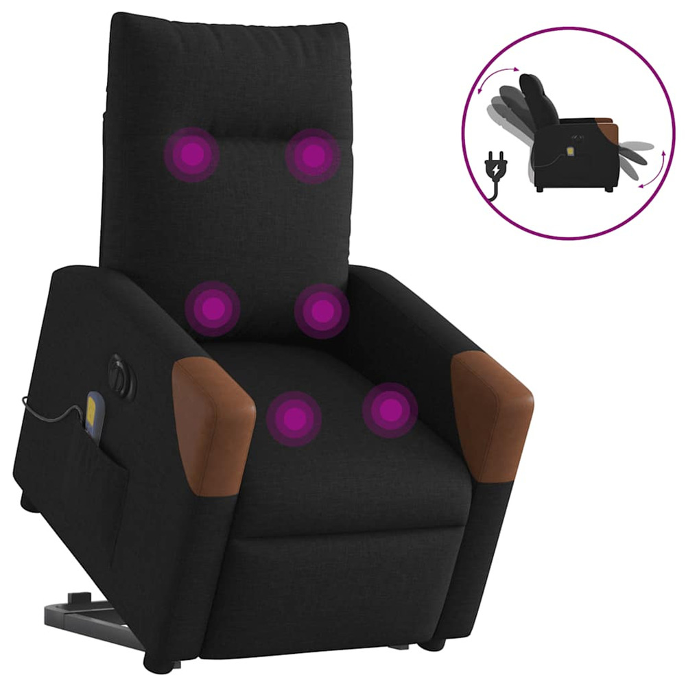 Fauteuil inclinable de massage électrique noir tissu