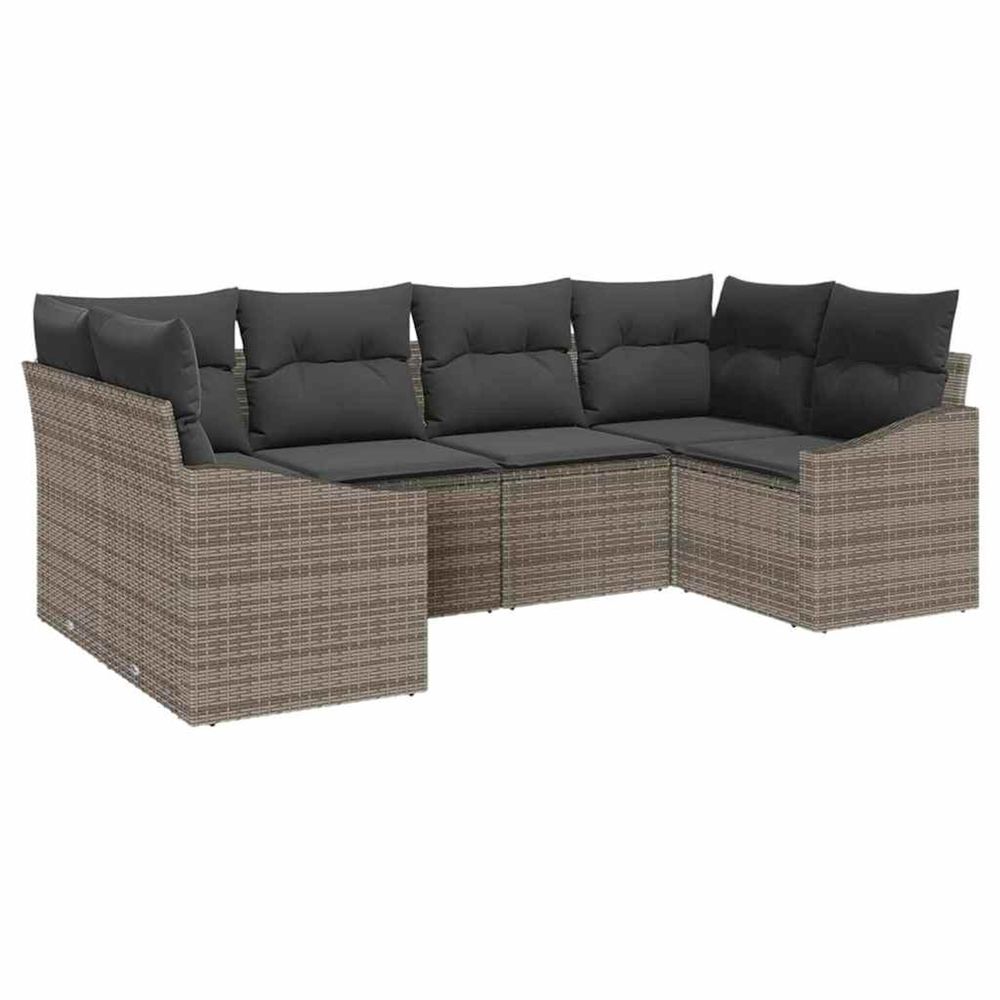 Ensemble de canapé de jardin 6 pc gris polyrotin
